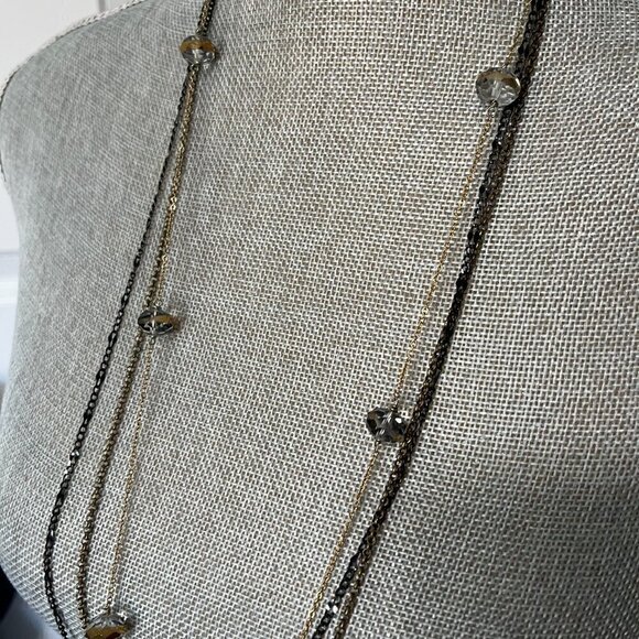 Black and Gold Long Statement Necklace- Great condition - Picture 2 of 2